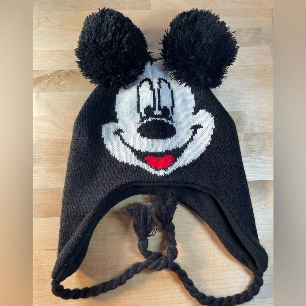 Disney Black Knit Hat with Character Design